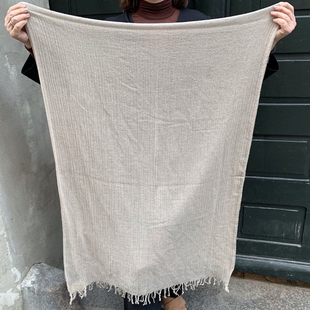 Tørklæde i 100 % cashmere - 80X200 cm - beige