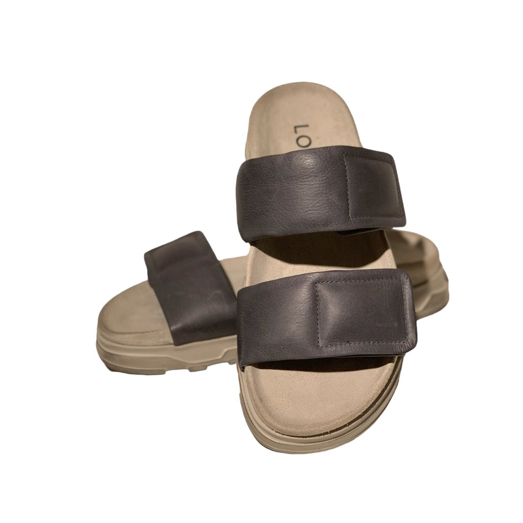 Lofina sandal, fodsengssål, Inky blue , gråblå glat skind