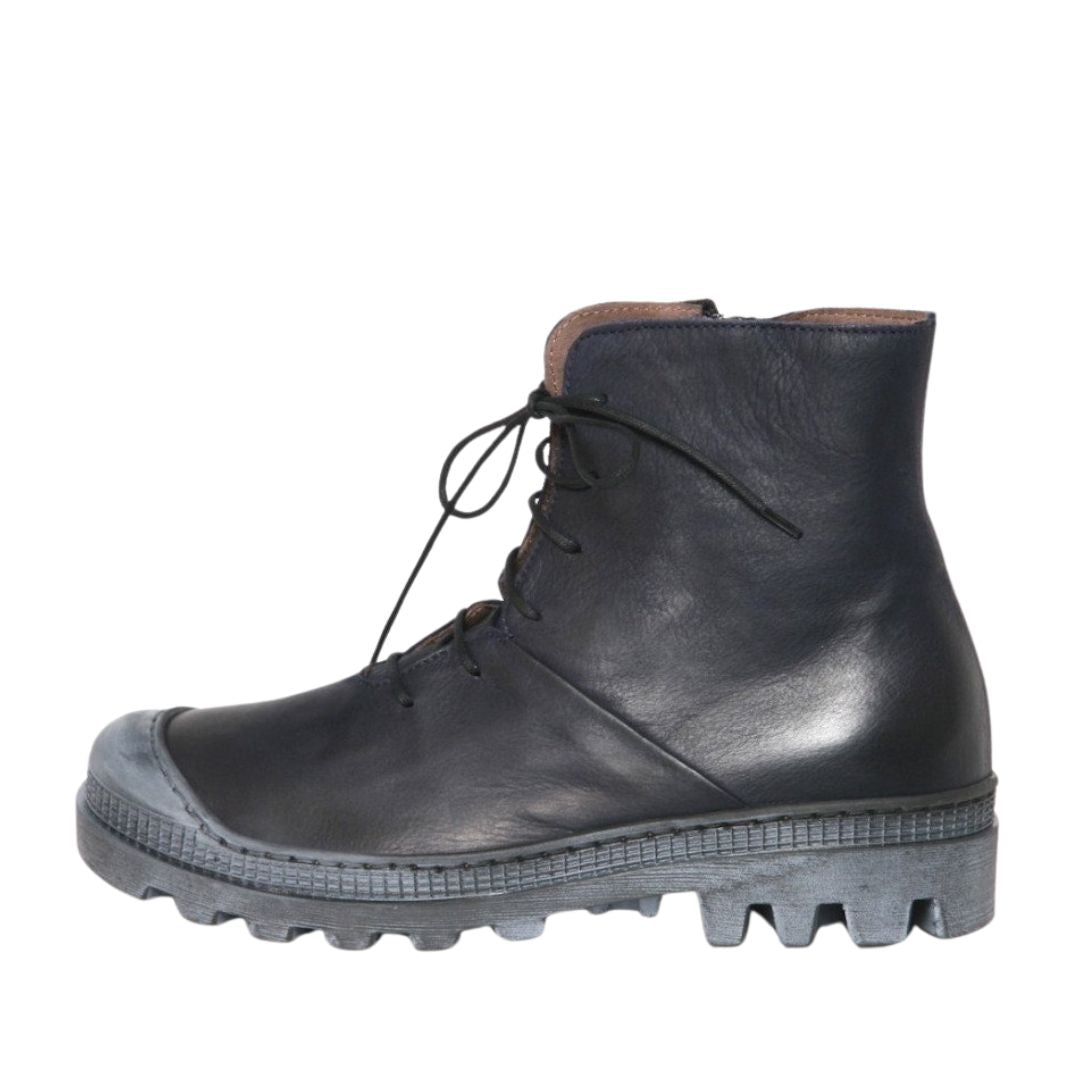 Lofina støvle med snøre og lynlås, Navy, 965