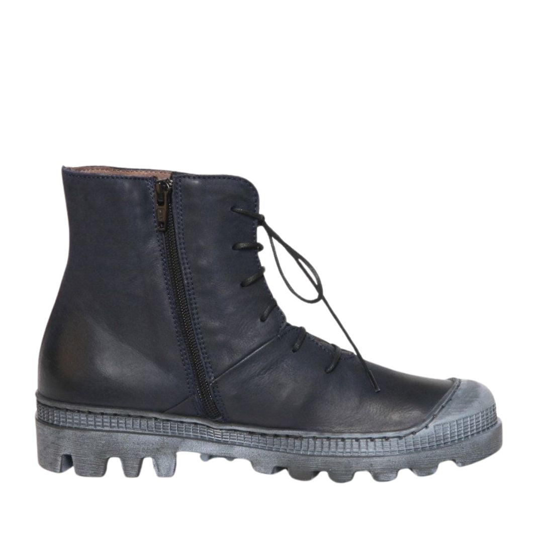 Lofina støvle med snøre og lynlås, Navy, 965
